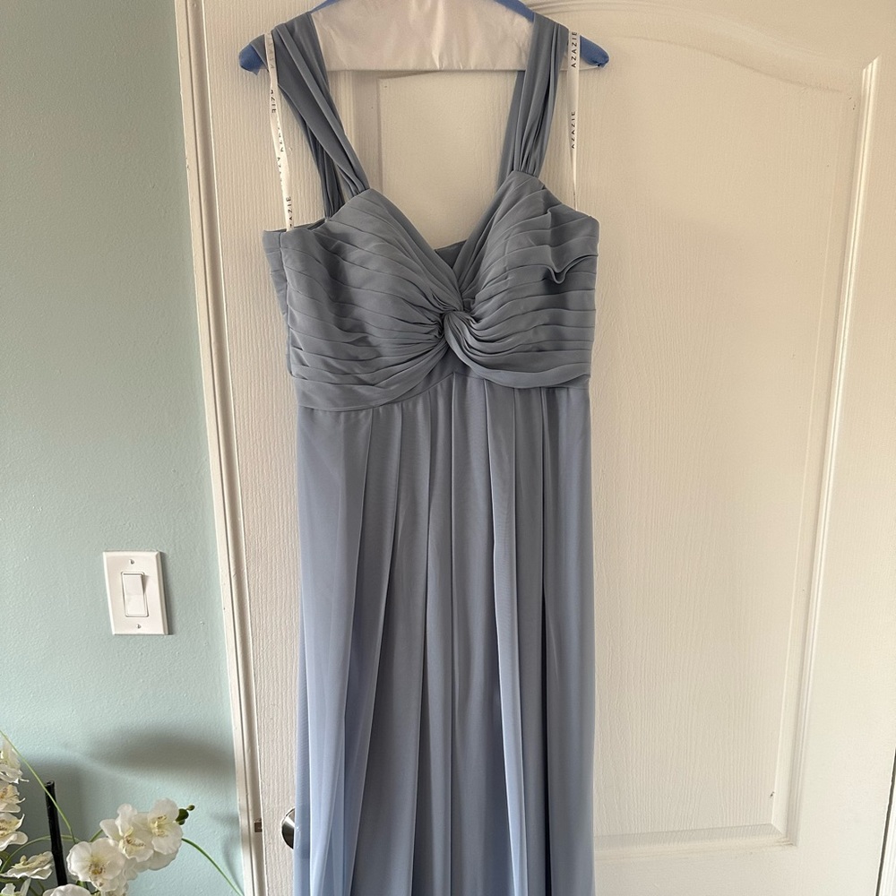 Azazie bridesmaid dress, dusty blue color, size 10, used one time like new - Picture 6 of 11
